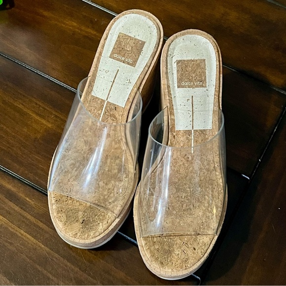Dolce Vita Clear Strap Cork Platform Block Heel Sandals – Size 8.5 - Picture 1 of 8